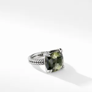 Chatelaine Ring with Green Orchid and Diamonds