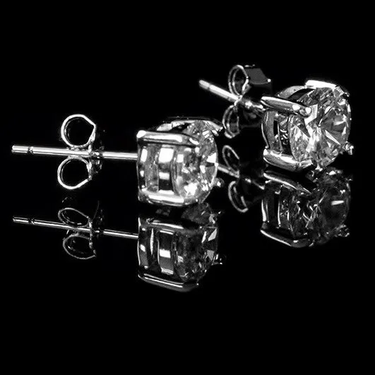 Christa Round Stud Earrings - 8mm | 2ct | Sterling Silver