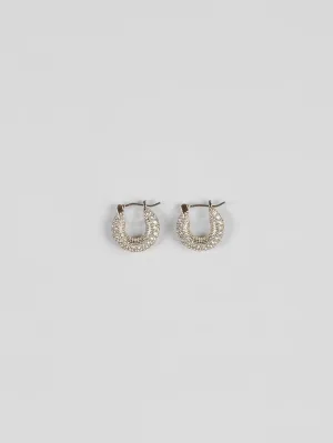 Chunky 3D Diamante Huggie Hoop Earrings