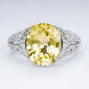 CITRINE VINTAGE STYLE COCKTAIL RING STERLING SILVER FILIGREE ART DECO OVAL CUT