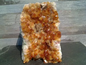 Citrine With Calcite 7"H x 5.5"W x 4"D Cut Base Specimen