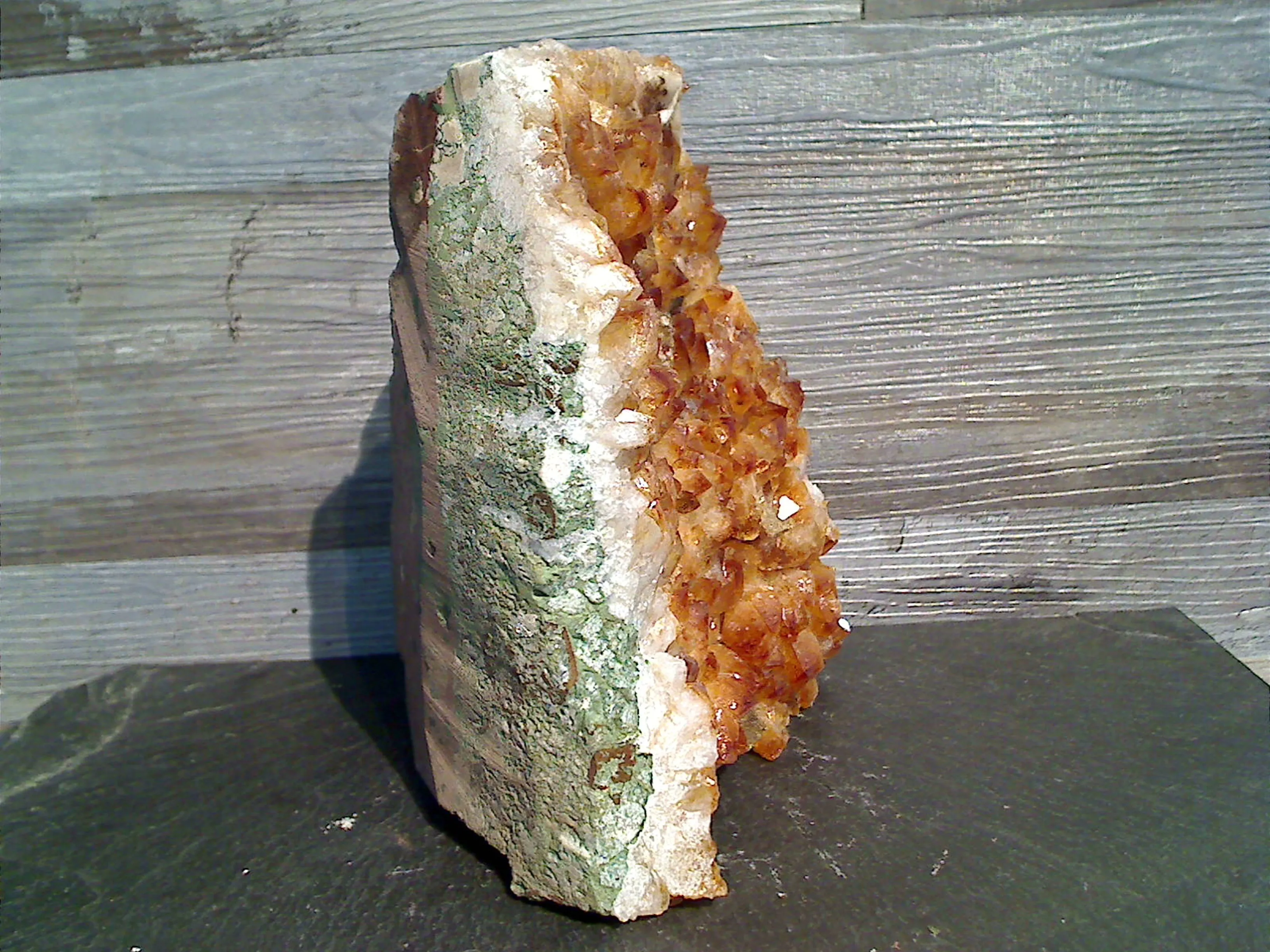 Citrine With Calcite 7"H x 5.5"W x 4"D Cut Base Specimen