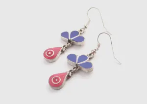 Coral and Lapis Inlaid Drop Earrings