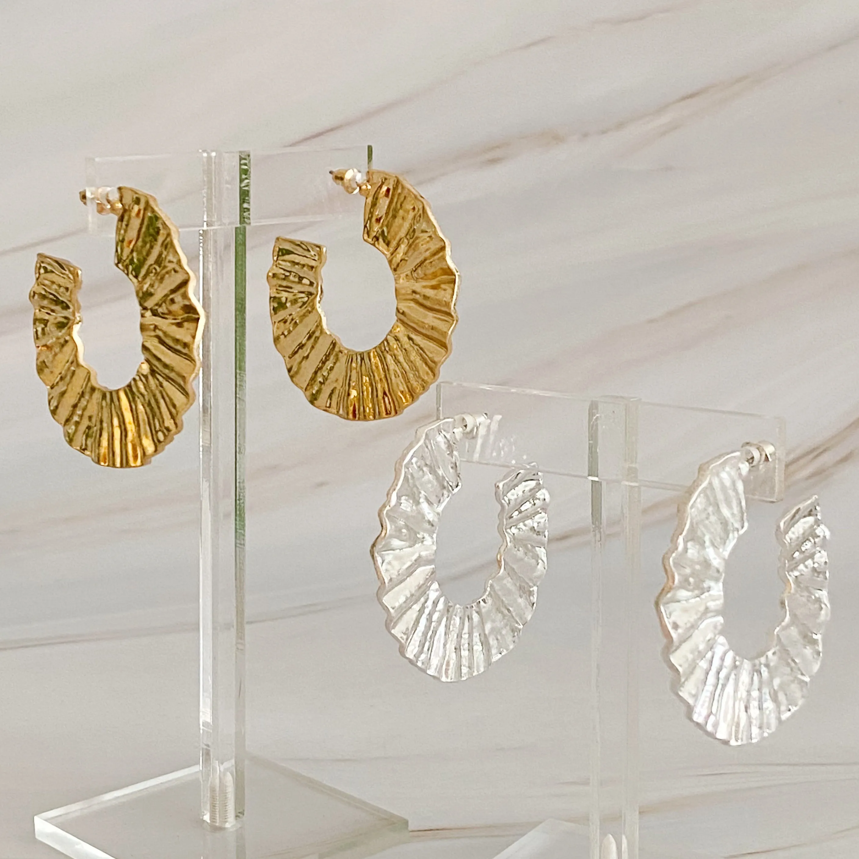 Crinkled Art Hoop Earrings