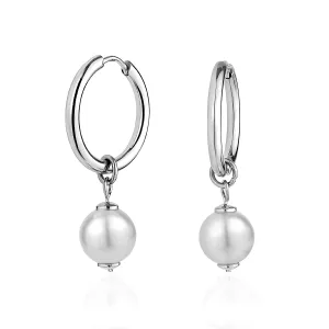 Crystal Pearl Hoop Earrings