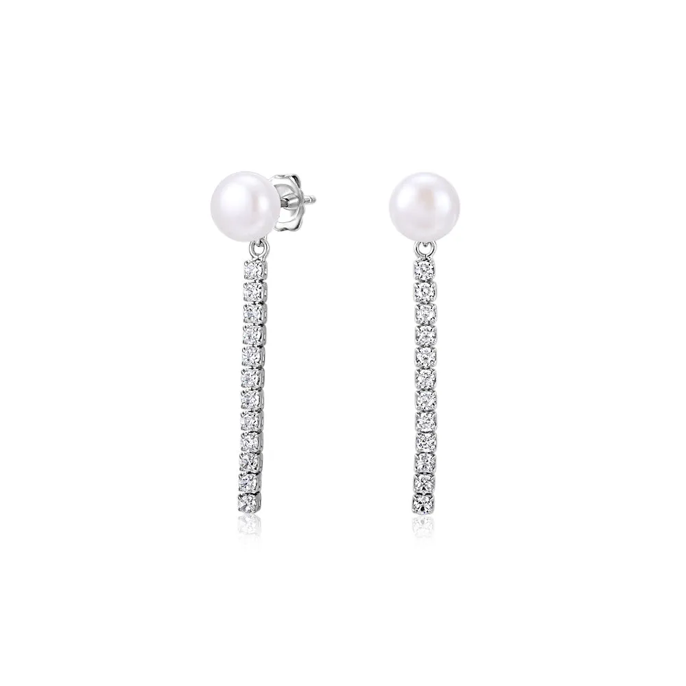 Cultured freshwater pearl drop earrings in sterling silver