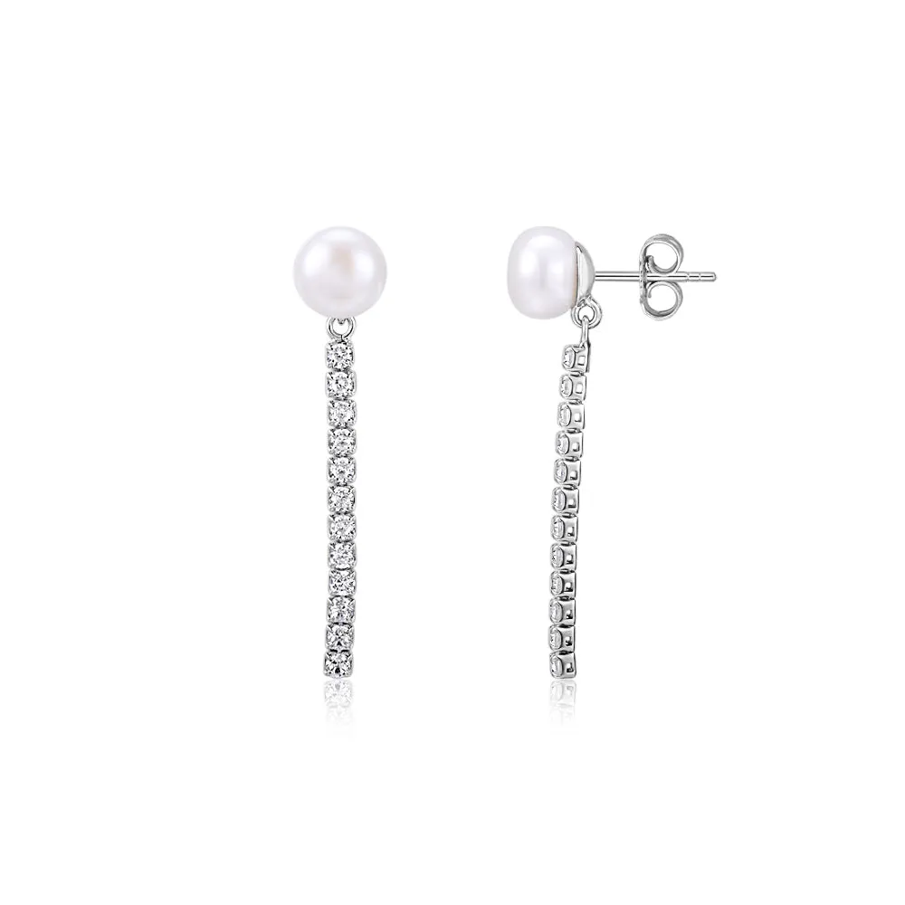 Cultured freshwater pearl drop earrings in sterling silver