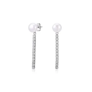 Cultured freshwater pearl drop earrings in sterling silver