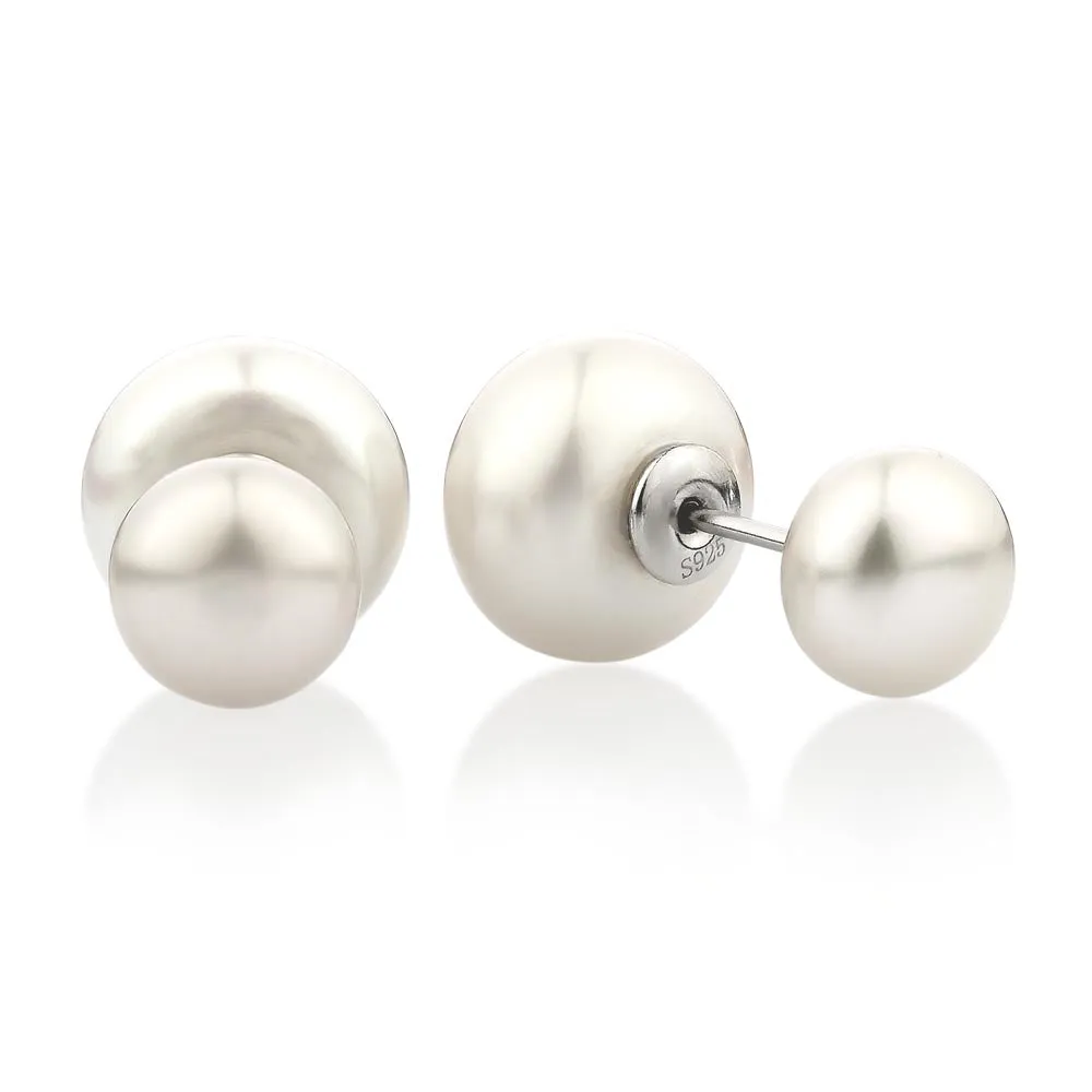 Cultured freshwater pearl stud earrings in sterling silver