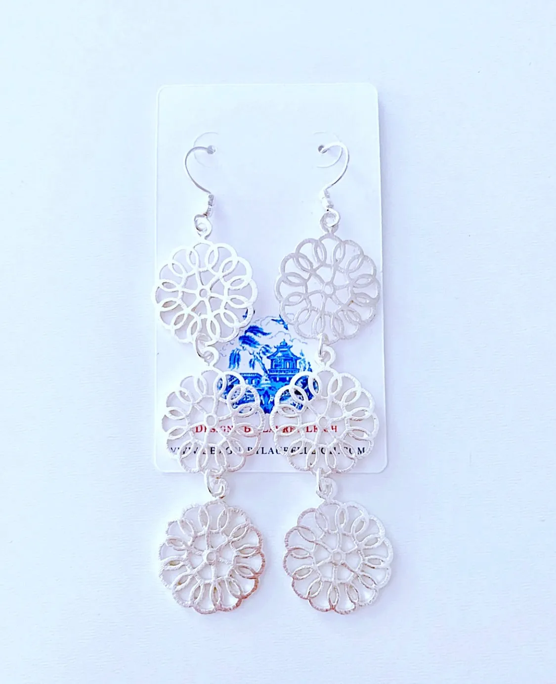 Daisy Drop Statement Earrings - Silver - 2 Styles