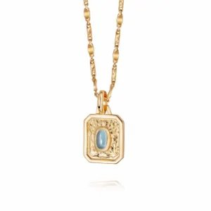 Daisy London DECEMBER BLUE TOPAZ BIRTHSTONE NECKLACE 18ct Gold Plate BS12_GP