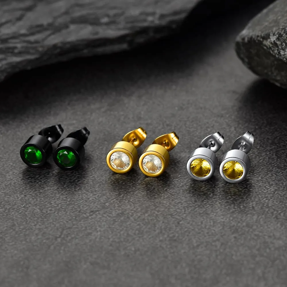 Days of the Week Round Gemstone Stud Earrings