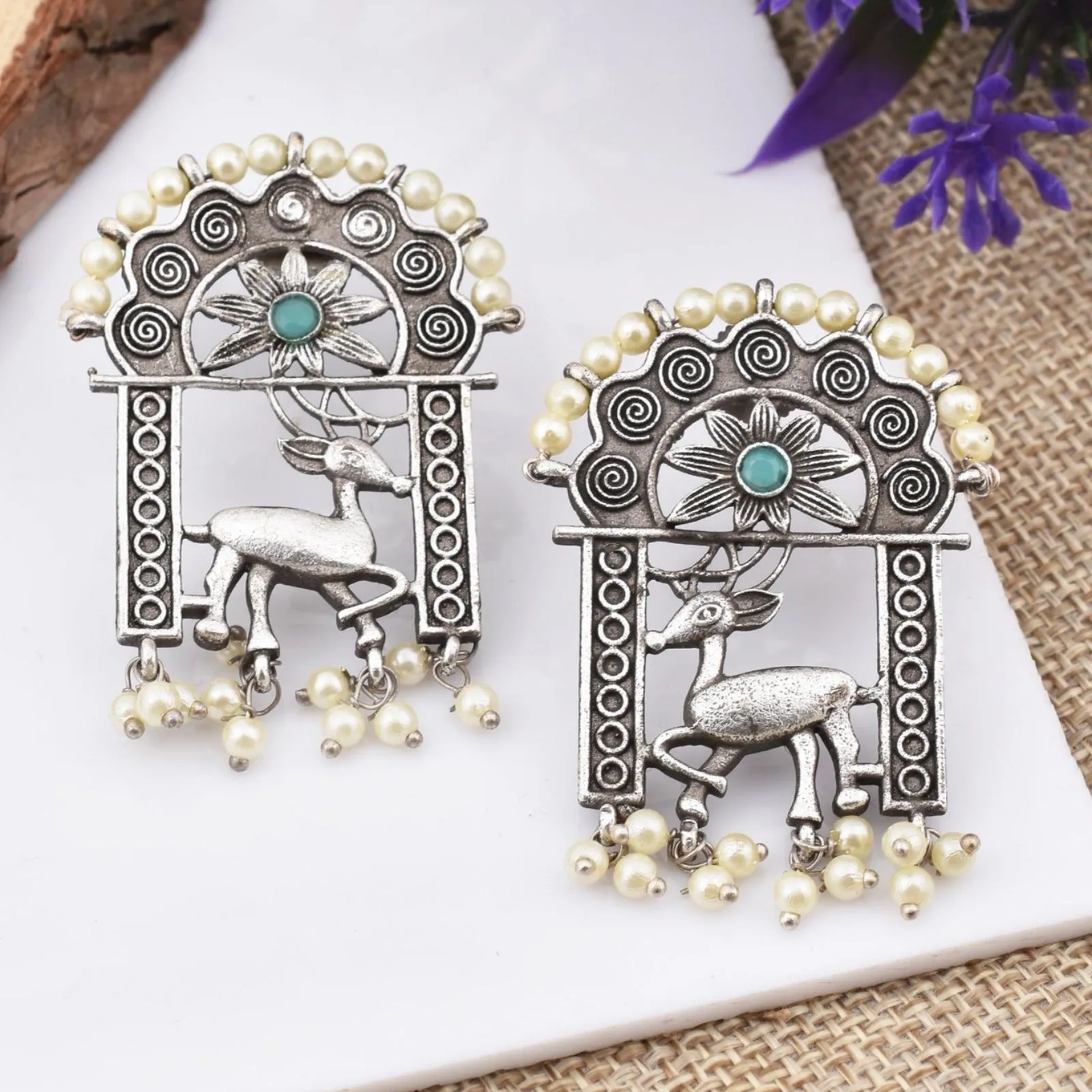 Deer Design Stud Earrings