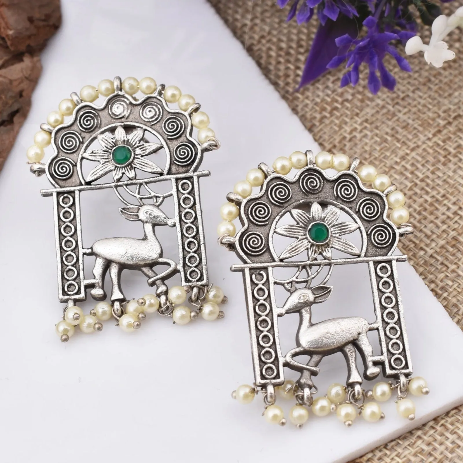 Deer Design Stud Earrings