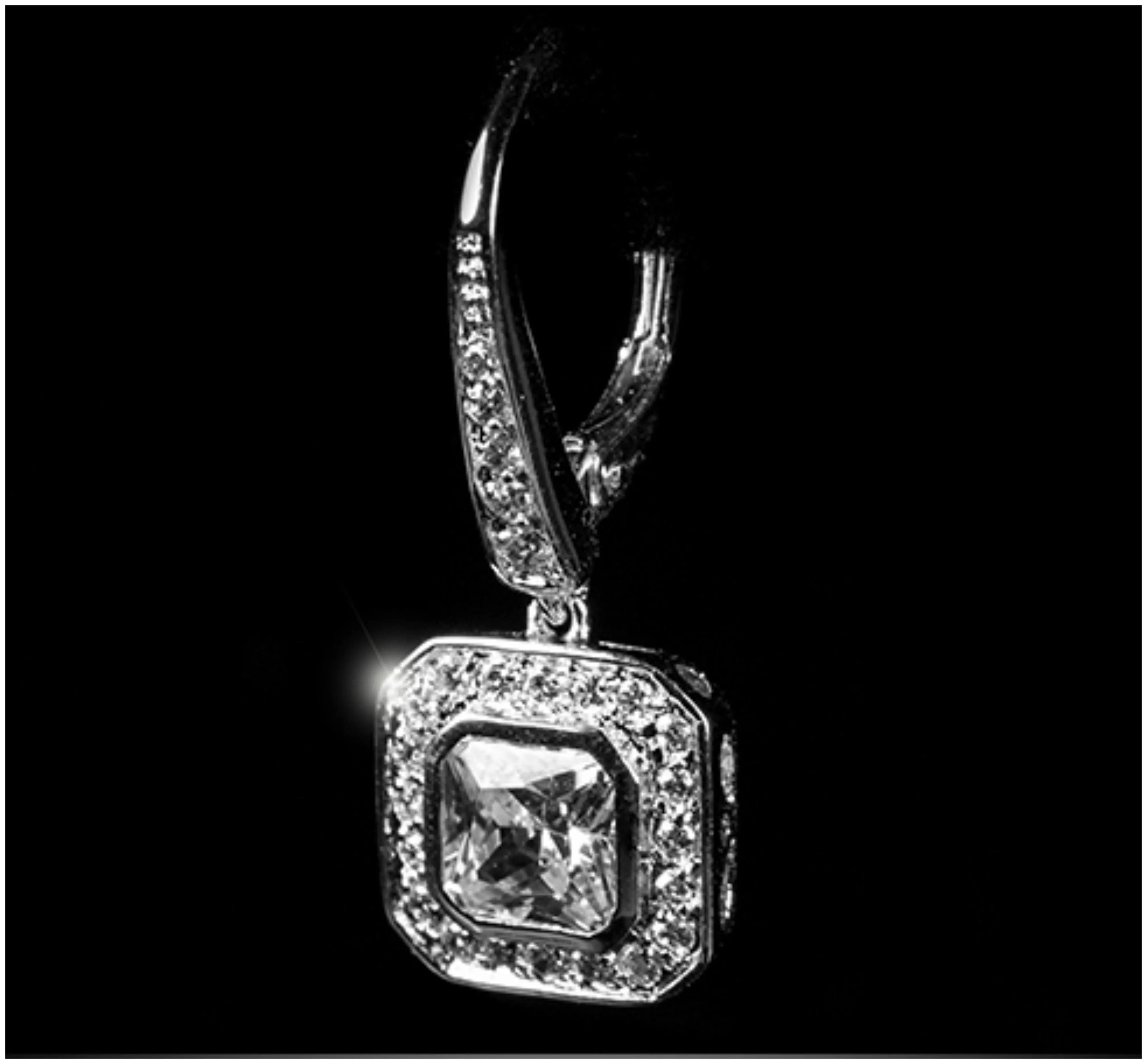 Deliah Asscher Halo Drop Earrings | 4.5 Carat | Cubic Zirconia