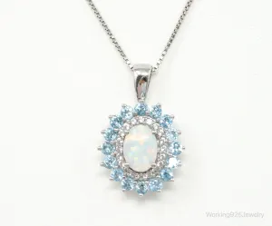 Designer Jane Seymour Blue Topaz Cubic Zirconia Sterling Silver Necklace