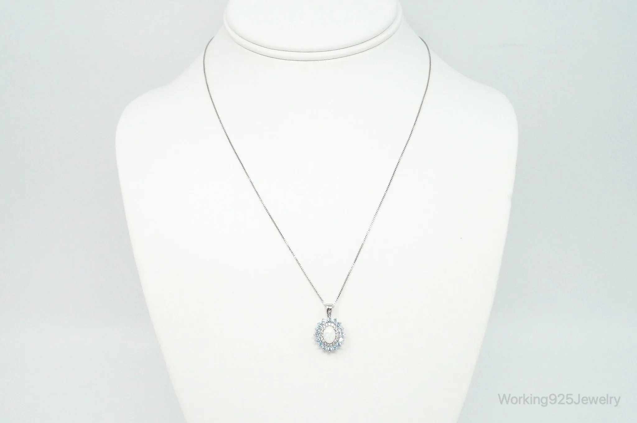 Designer Jane Seymour Blue Topaz Cubic Zirconia Sterling Silver Necklace