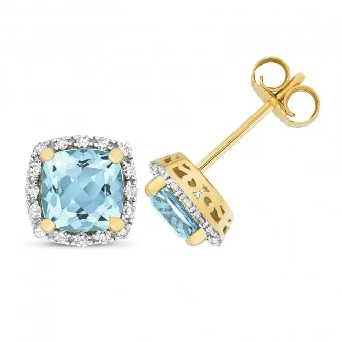 Diamond And Light Swiss Blue Topaz Stud Earrings ED257BT