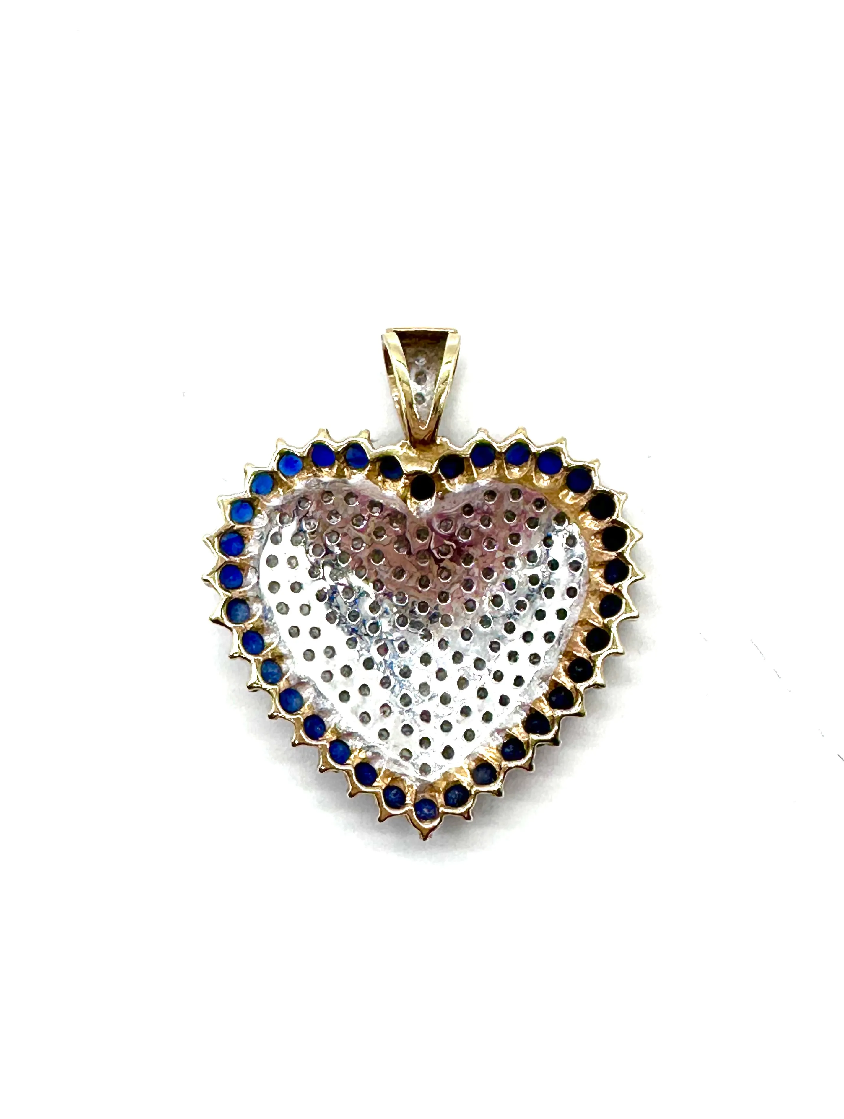 Diamond and sapphire heart pendant