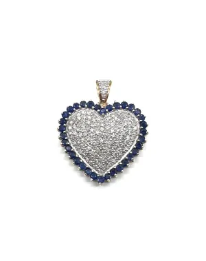 Diamond and sapphire heart pendant