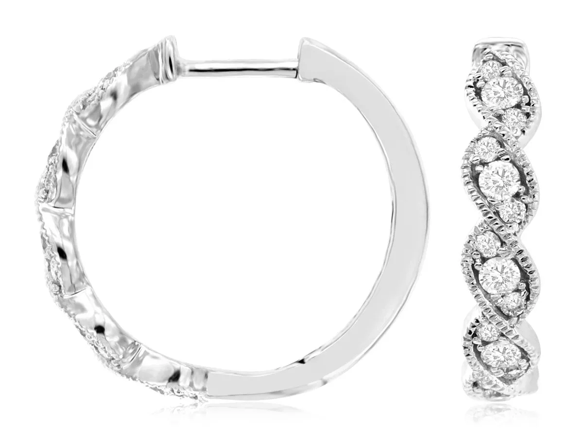 Diamond White Gold Hoop Earrings