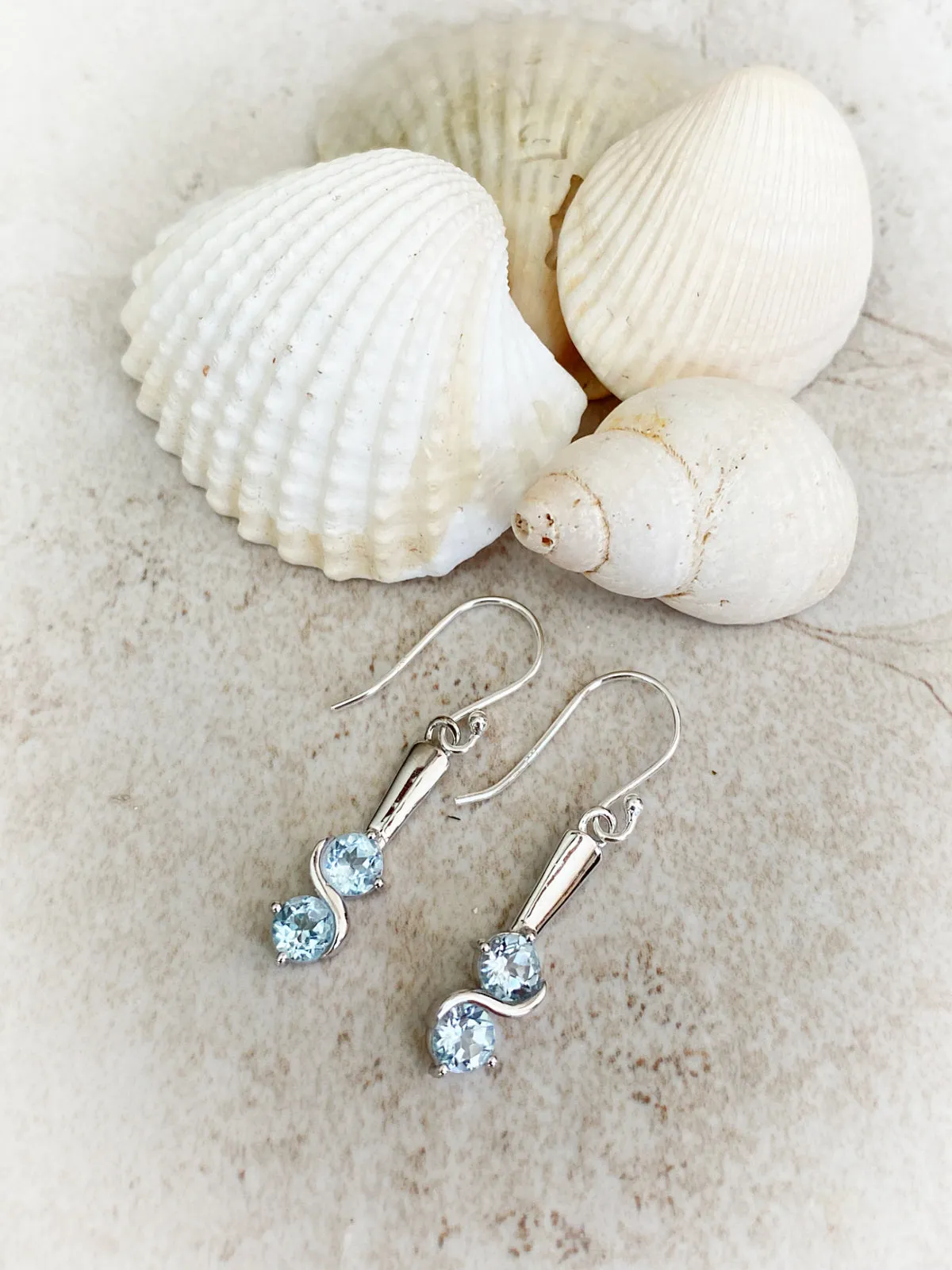 Double Blue Topaz Swirl Dangles