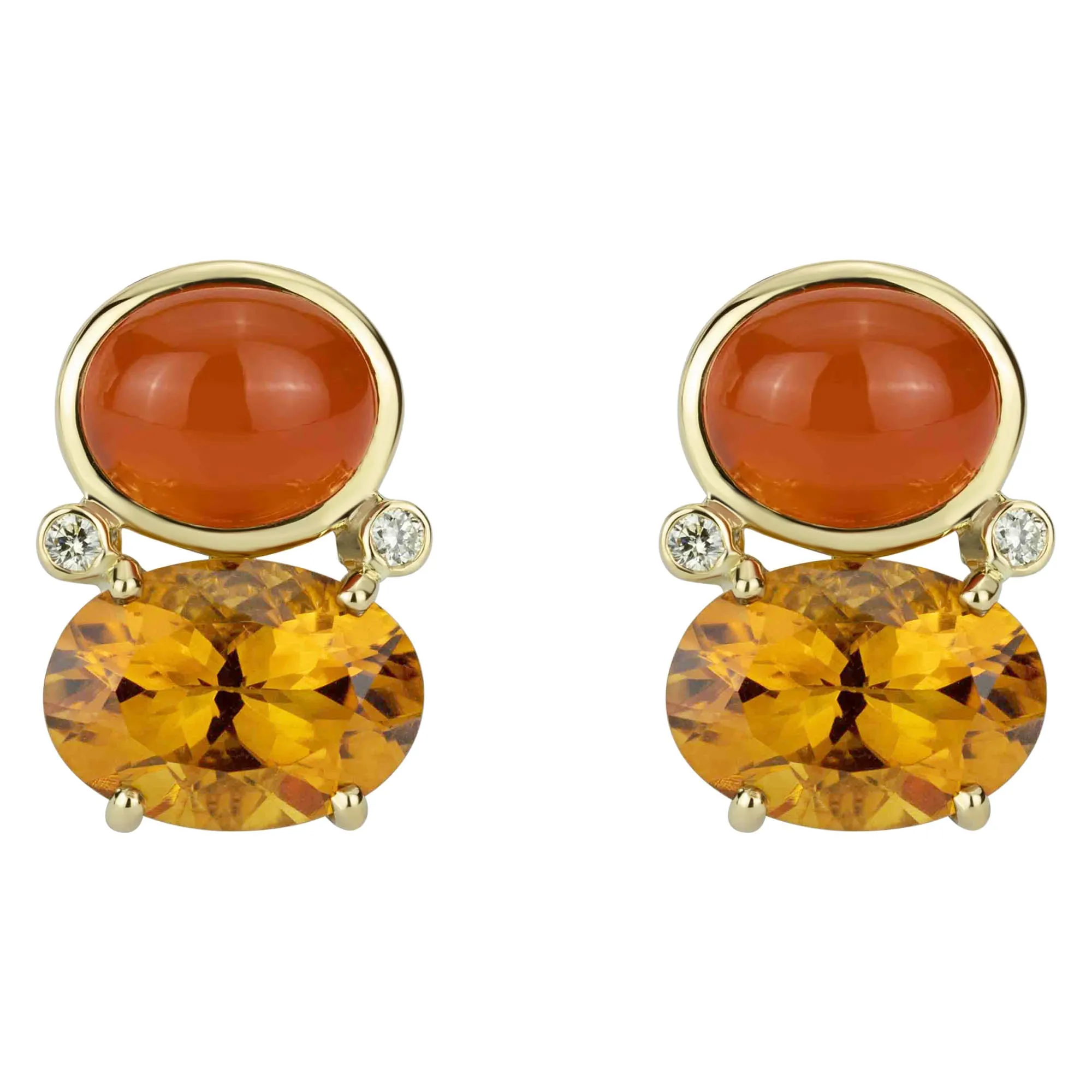 Earrings - Citrine , Cornellian And Diamond (2308A)