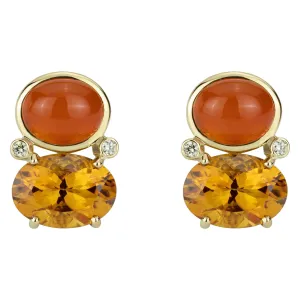 Earrings - Citrine , Cornellian And Diamond (2308A)