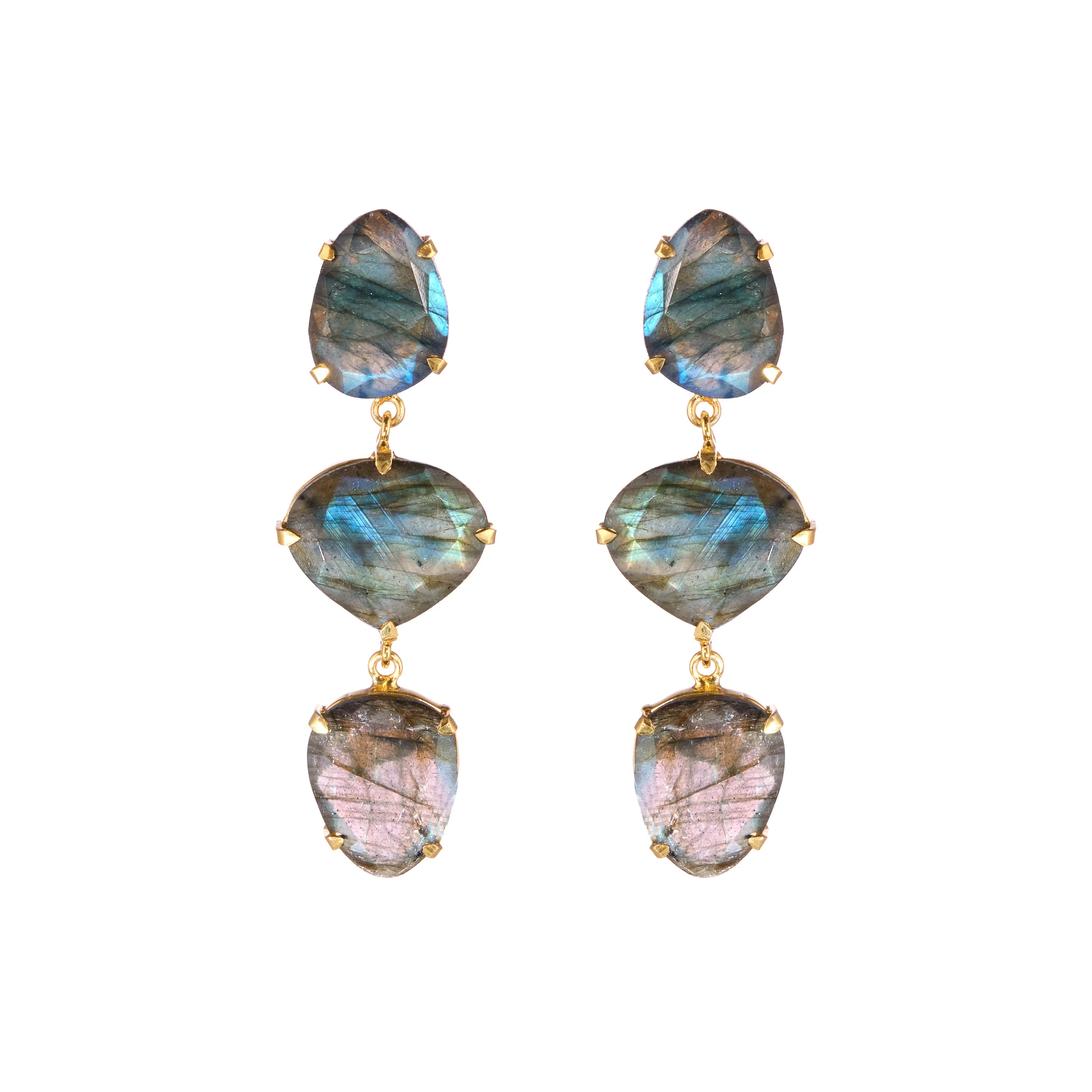 Earrings - Labradorite Trio Drops