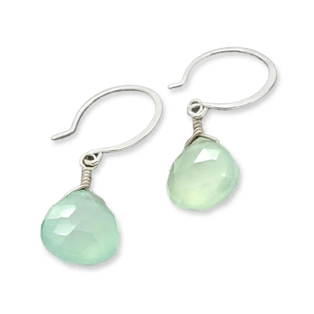 Earrings - Sayuri Aqua Chalcedony Gemstone Drops Sterling by Foamy Wader