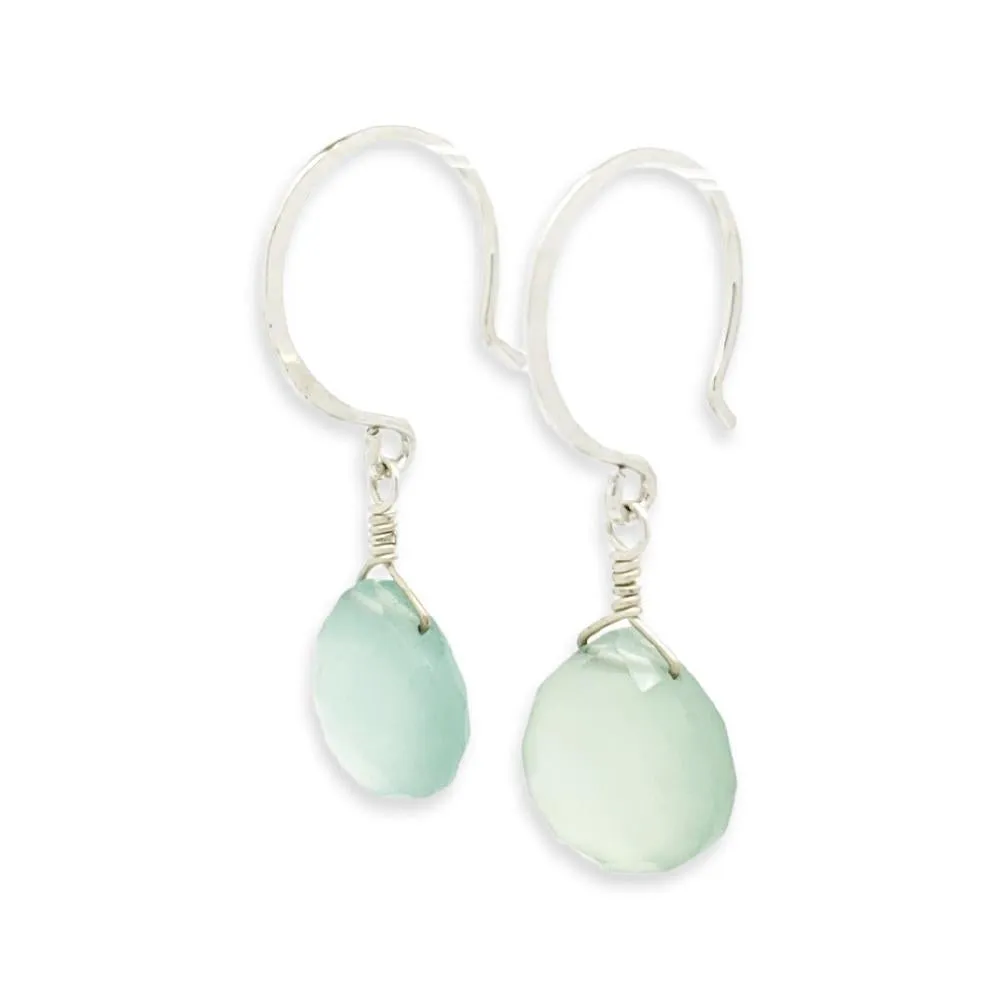 Earrings - Sayuri Aqua Chalcedony Gemstone Drops Sterling by Foamy Wader