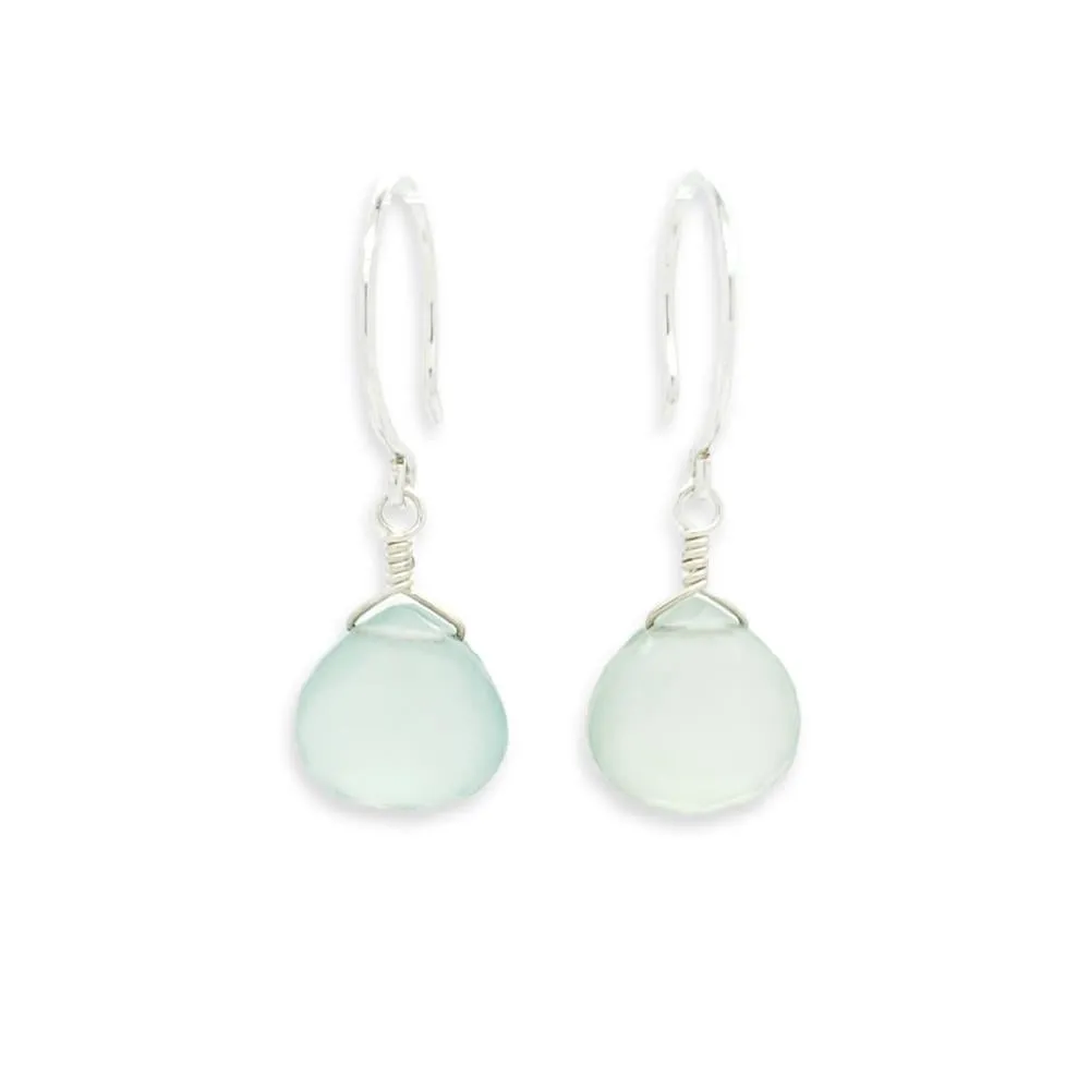 Earrings - Sayuri Aqua Chalcedony Gemstone Drops Sterling by Foamy Wader