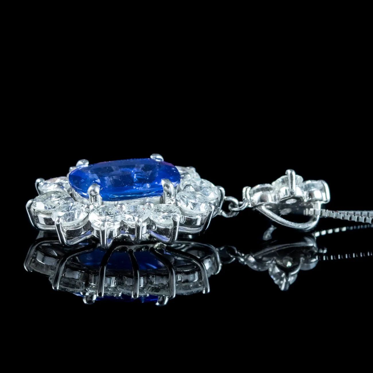 Edwardian Style Sapphire Diamond Pendant Necklace 2.91ct Sapphire