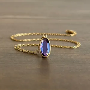 Elongated Oval Purple Sapphire Sequin Pendant