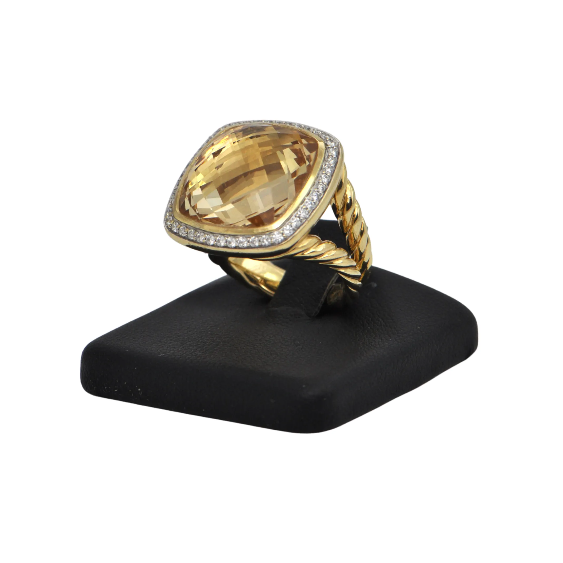 Estate David Yurman Albion Collection Citrine and Diamond 18K Gold Ring