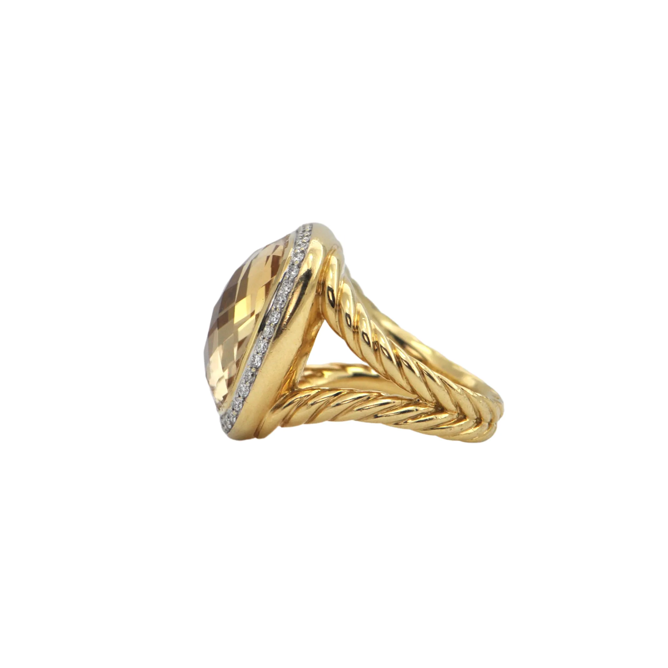 Estate David Yurman Albion Collection Citrine and Diamond 18K Gold Ring