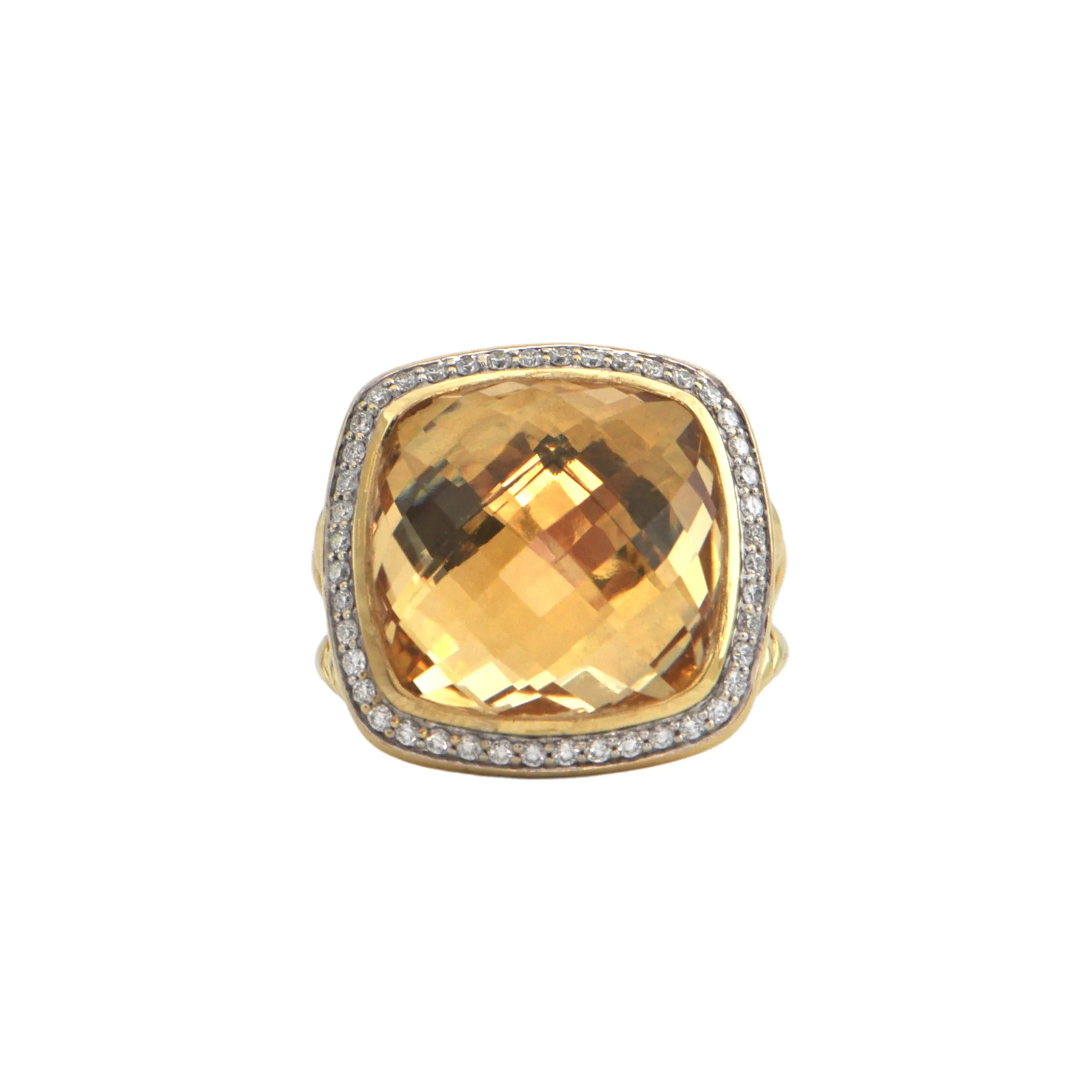 Estate David Yurman Albion Collection Citrine and Diamond 18K Gold Ring