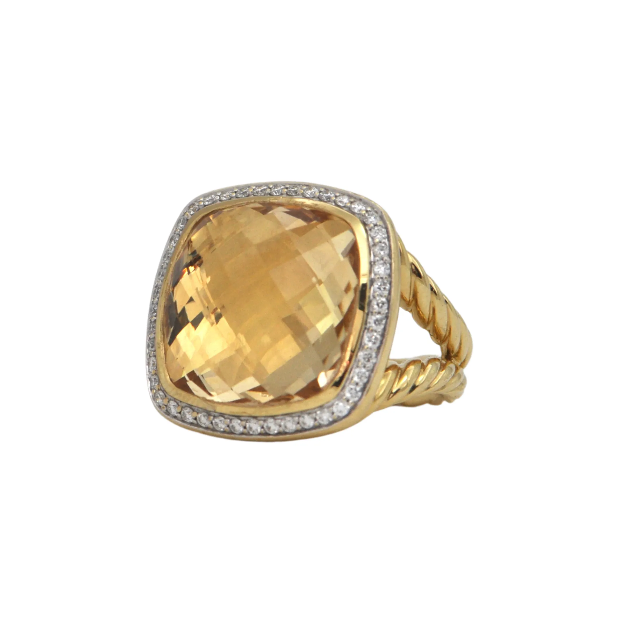 Estate David Yurman Albion Collection Citrine and Diamond 18K Gold Ring