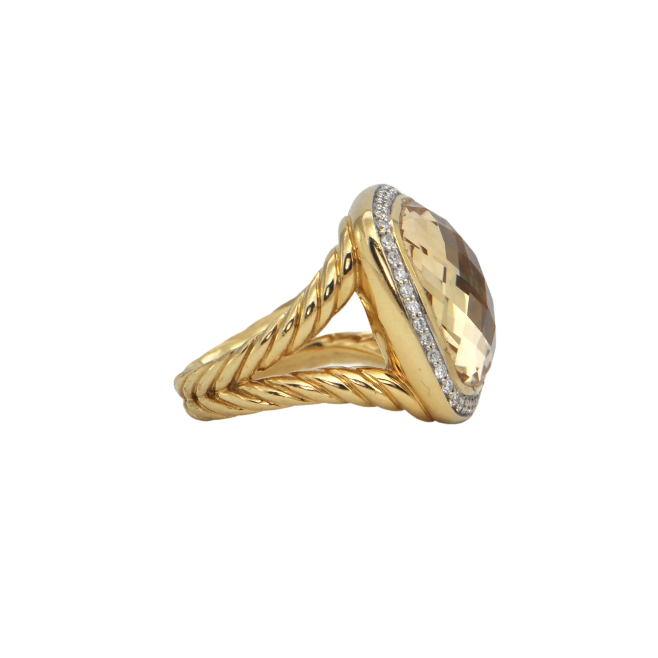 Estate David Yurman Albion Collection Citrine and Diamond 18K Gold Ring