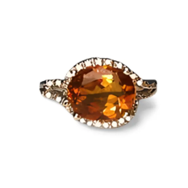 Fabulous Estate 18K White Gold Orange Citrine Micro Pave Diamond Ring Band