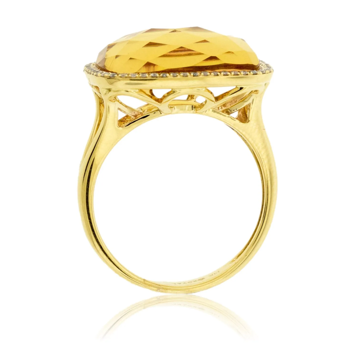 Fancy Cut Citrine and Diamond Halo Ring