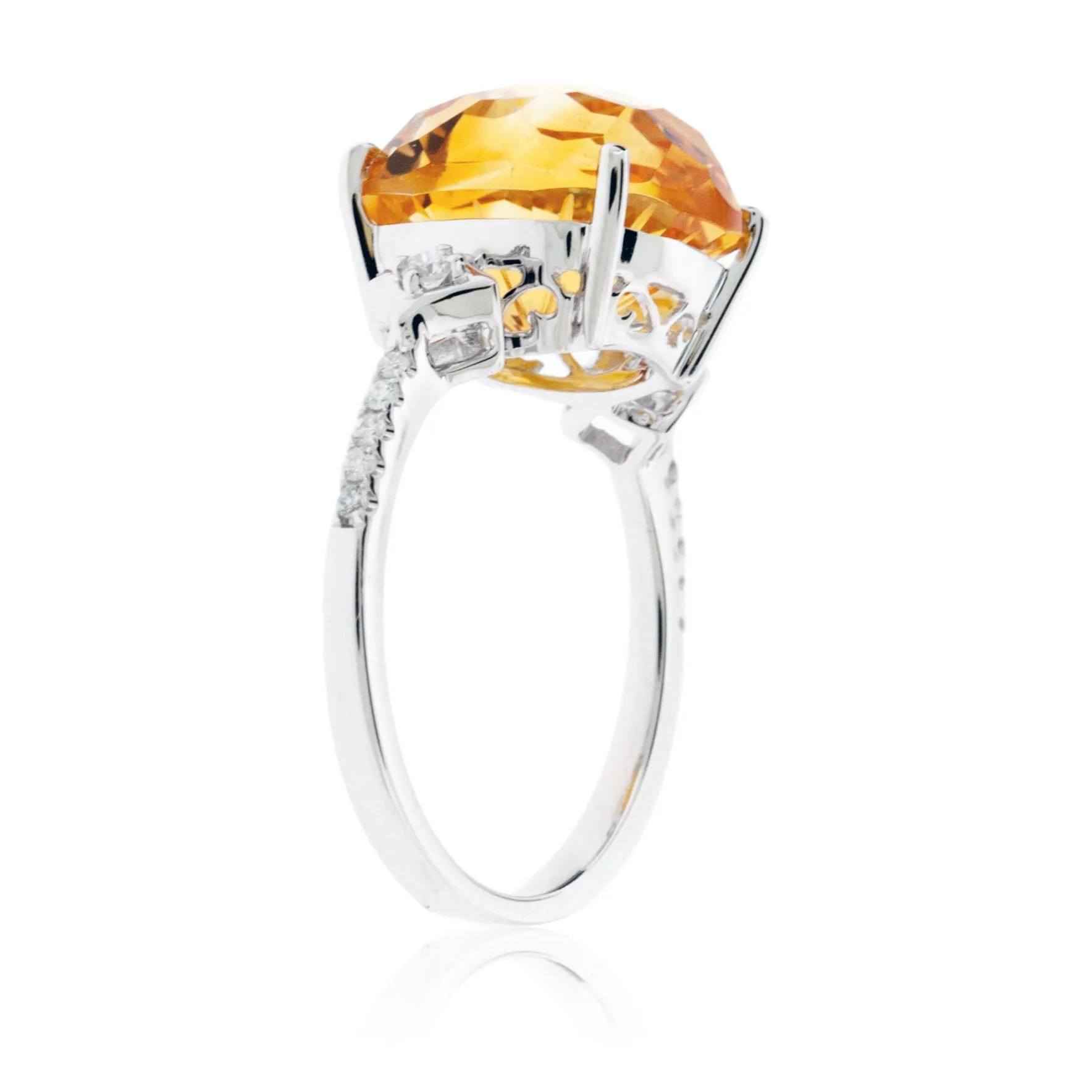 Fancy Cut Citrine and Diamond Ring