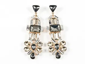 Fancy Unique Long Mix Shape Stone Dark Vintage Design Fashion Earrings