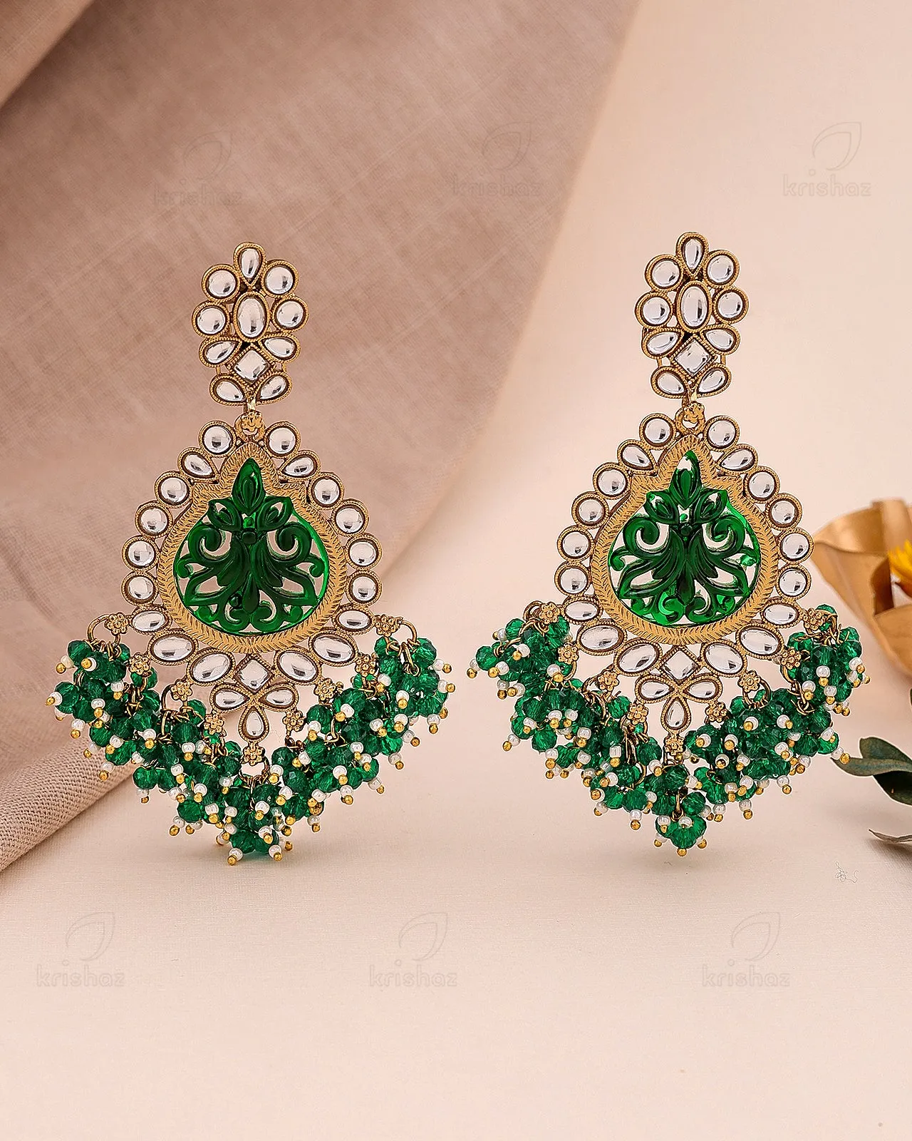 Fatima Kundan Dangler Earrings - RANG