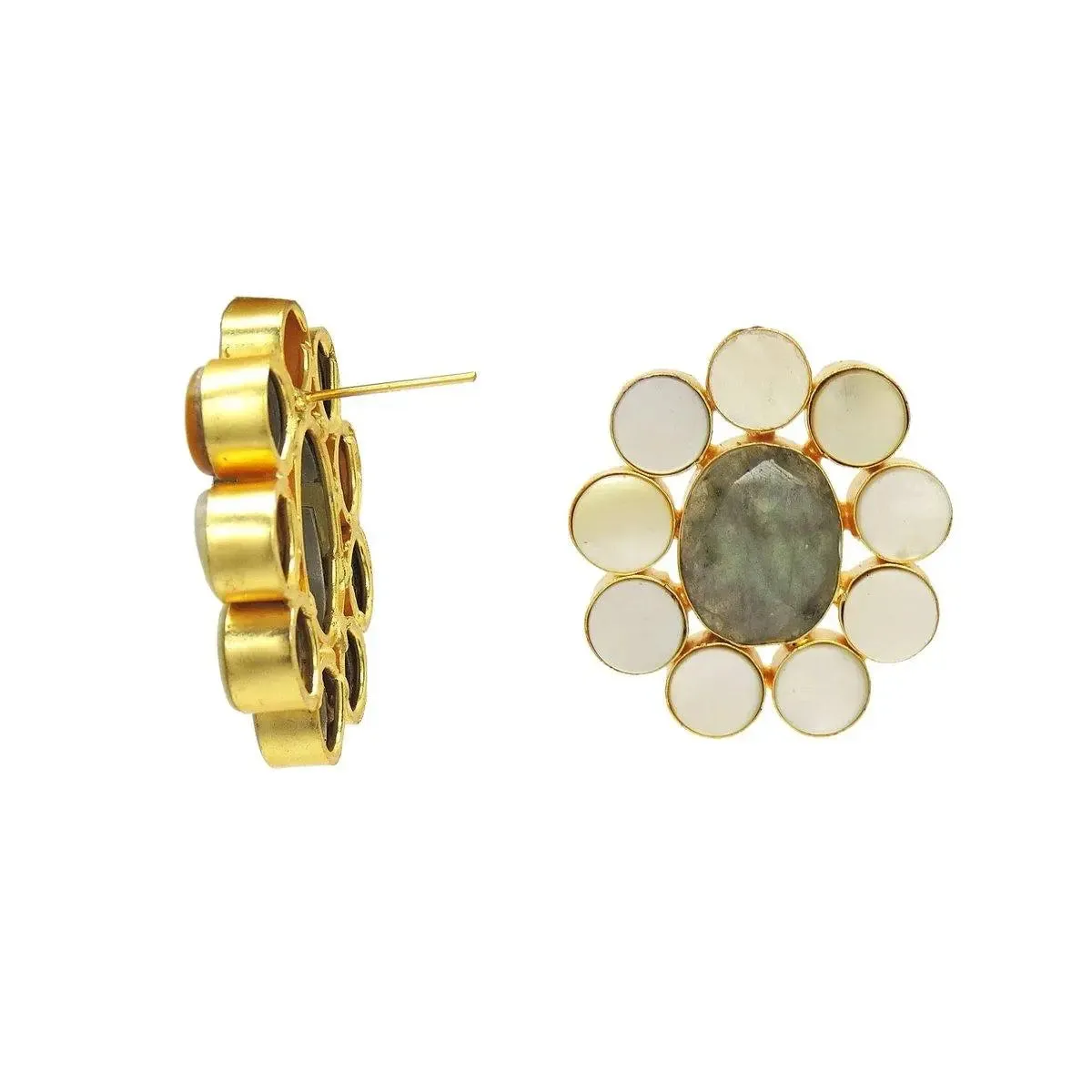 Floral Labradorite Studs