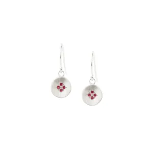 Four Star Wave Charm Earrings with Ruby