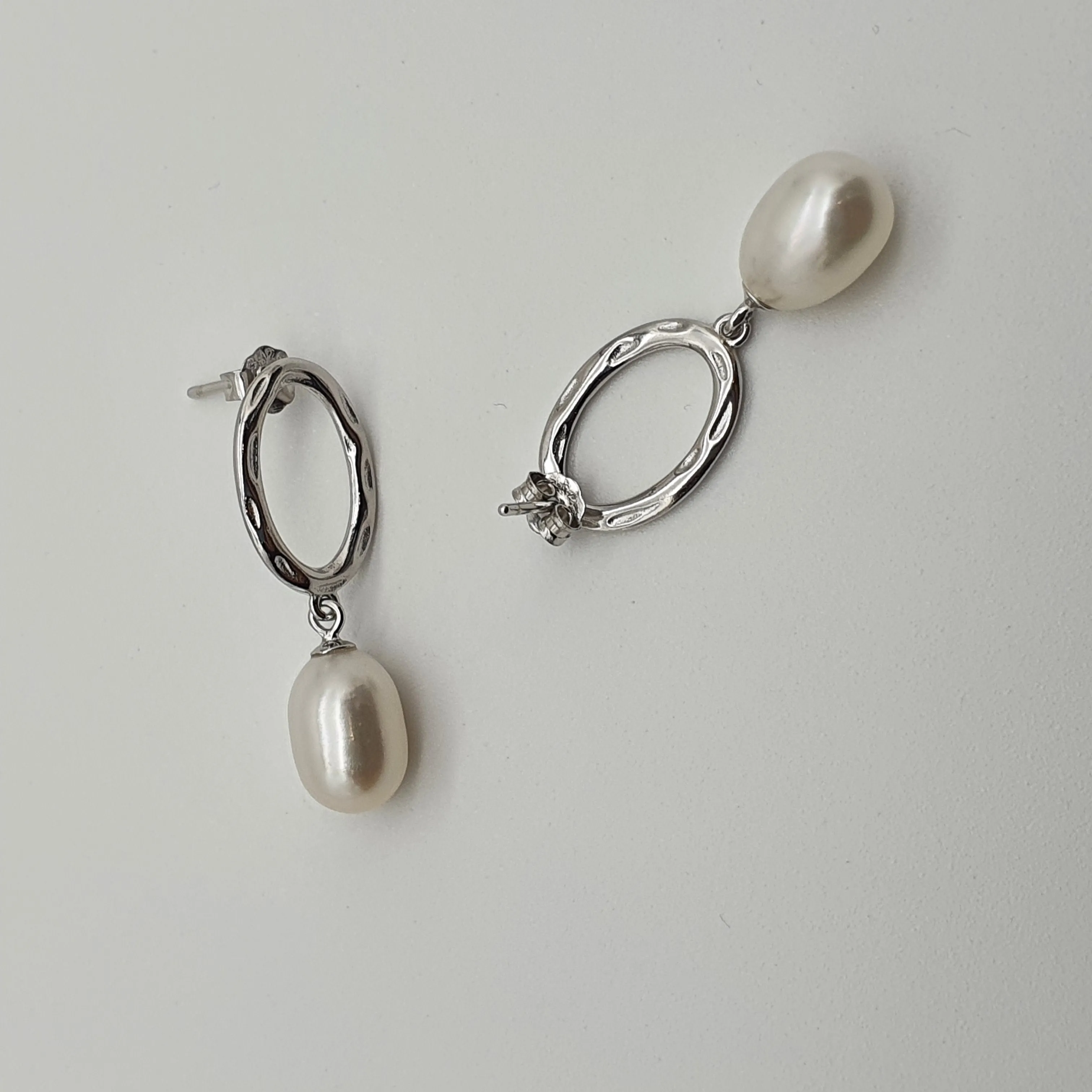 Freshwater Pearl Hoop For look Earrings, Sterling Silver