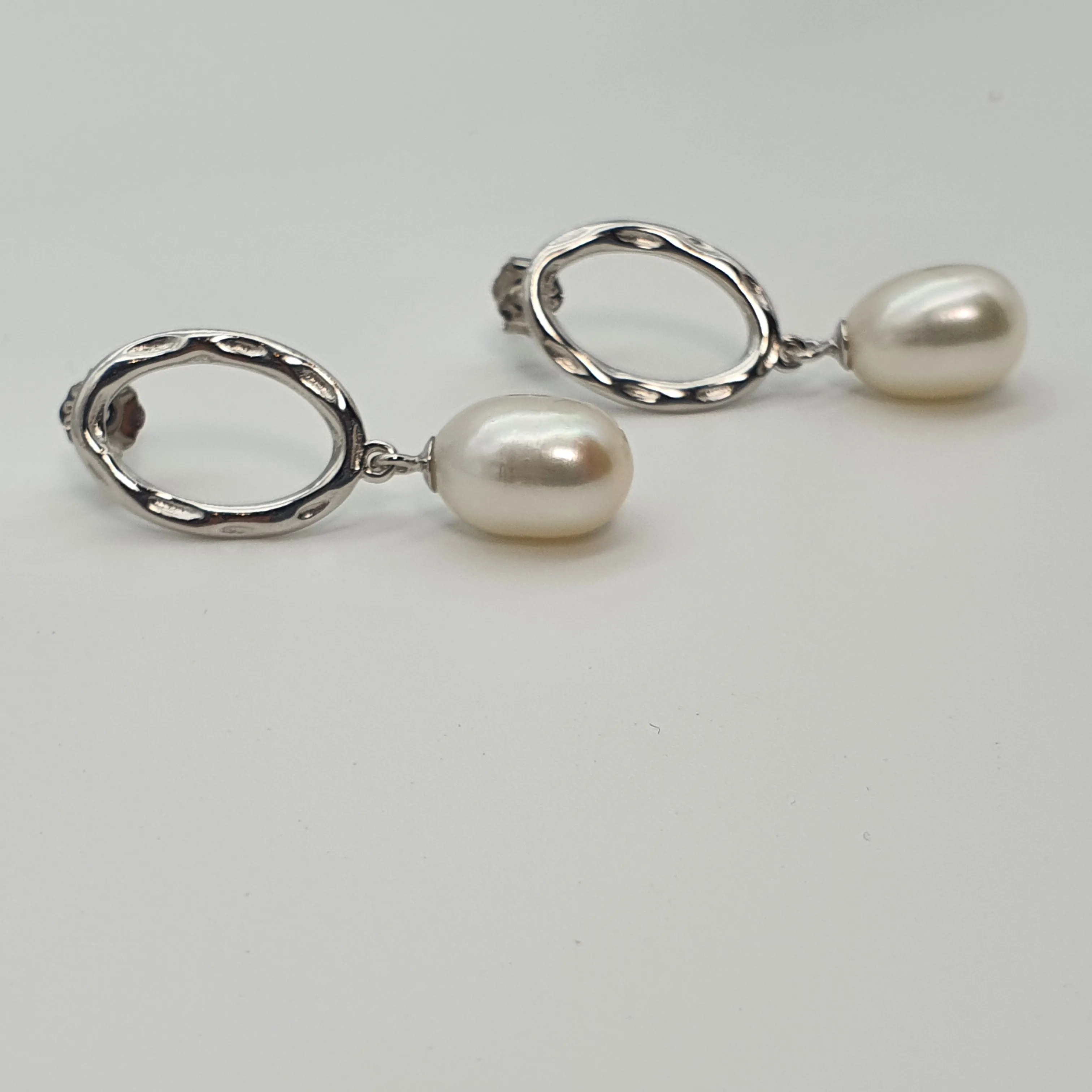 Freshwater Pearl Hoop For look Earrings, Sterling Silver