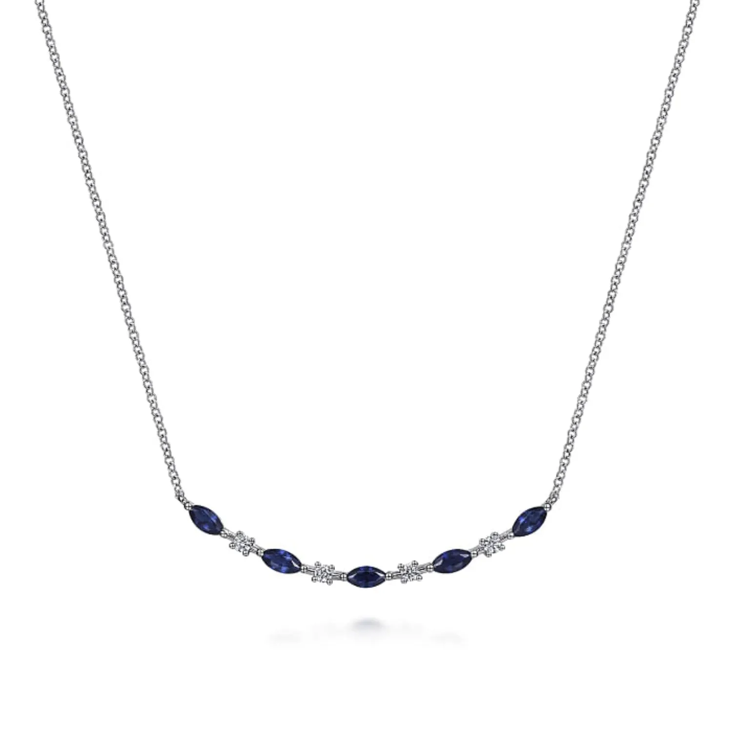 Gabriel & Co. Lusso Blue Sapphire and Diamond Bar Necklace