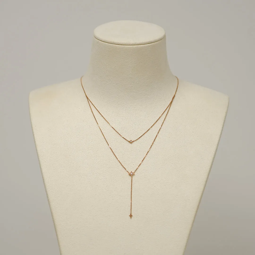 Galaxy - 18K Rose Gold Diamond Stacking Necklace